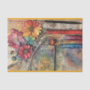 Papel De Seda Vintage Floral Book Typografia Decoupage