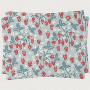 Papel De Seda Vintage Floral Botânico Cottagecore de Morango
