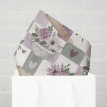 Vintage Floral Bowl Grid Purple Green 