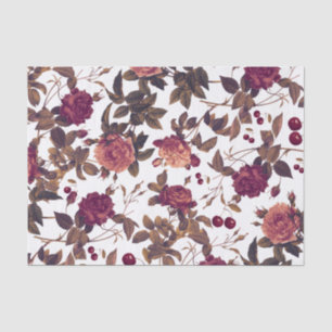 Papel De Seda Vintage Floral Burgundy Rosa Cherry