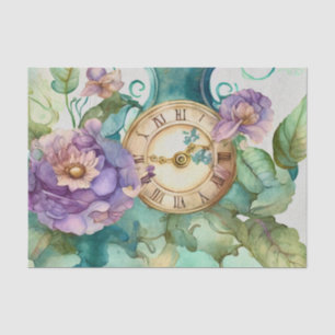 Papel De Seda Vintage Floral Clock