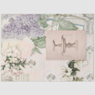 Papel De Seda Vintage Floral Decoupage Antiquada Ephemera France