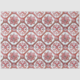 Papel De Seda Vintage Floral Delft Red Azulejo Decoupage 