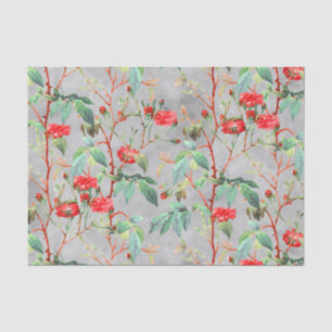 Papel De Seda Vintage floral do jardim da rosa vermelha