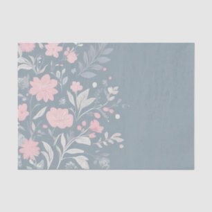 Papel De Seda Vintage Floral em Cinzas leves