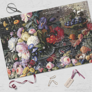 Papel De Seda Vintage Floral Estática de Vida Ephemera
