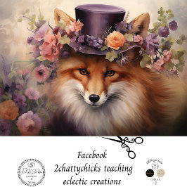 Papel De Seda Vintage Floral Fox com Decoupage de Flores de Chap