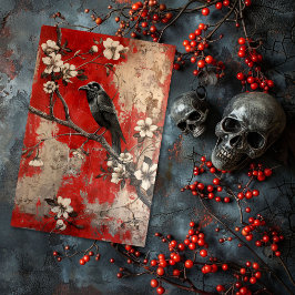 Papel De Seda Vintage Floral Gothic Raven Decoupage