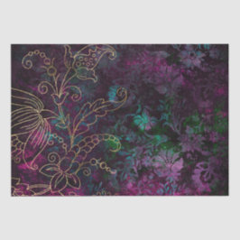 Papel De Seda Vintage Floral Grunge Damask Dourado