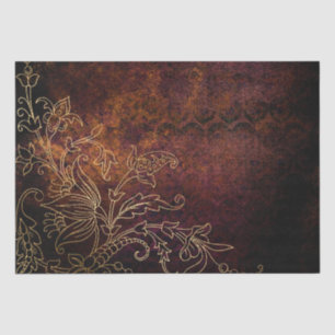 Papel De Seda Vintage Floral Grunge Damask Dourado