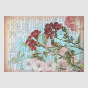 Papel De Seda Vintage Floral Humble Dictionary Decoupage