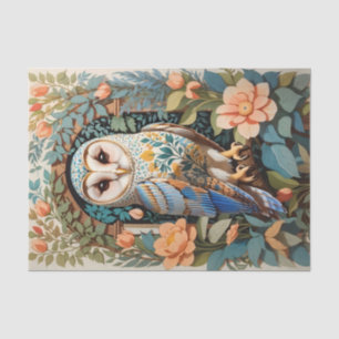 Papel De Seda Vintage Floral Patterted Barn Owl