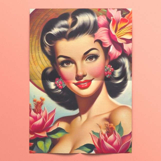 Papel De Seda Vintage Floral Pin Up (Criador carregado)