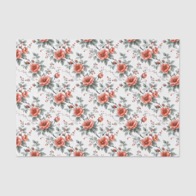 Papel De Seda Vintage Floral Rosa (Frente )