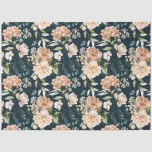 Papel De Seda Vintage Floral Rosa Aqua Decoupage
