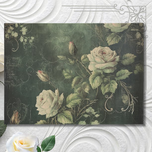 Papel De Seda Vintage Floral Rosa Greenery Decoupage