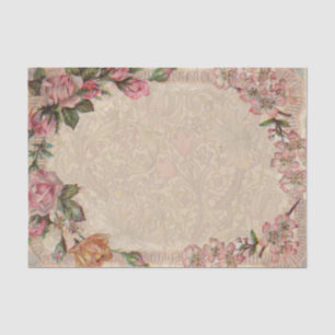 Papel De Seda Vintage Floral Rosas Antiquamente Suave Girly