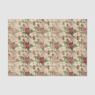 Papel De Seda Vintage Floral Rosas e Abelhas