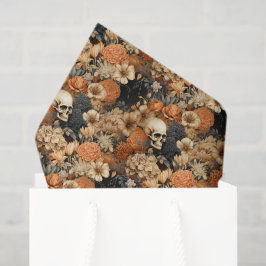 Papel De Seda Vintage Floral Skull Halloween