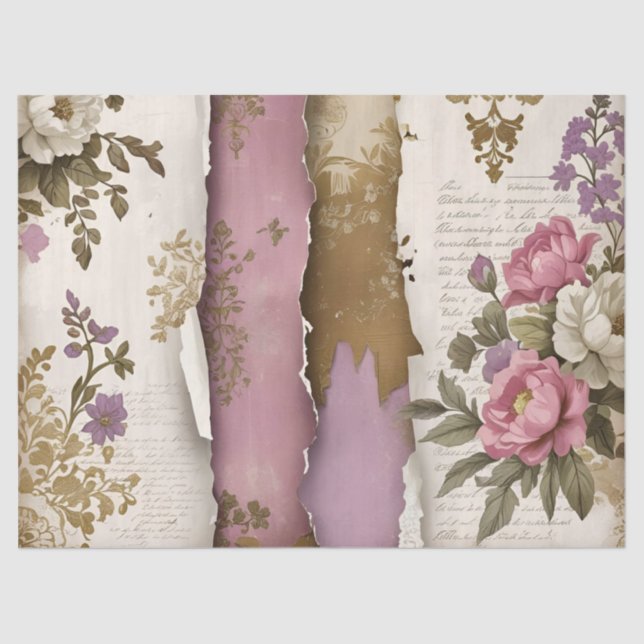 Papel De Seda Vintage Floral - Tissue Paper  (Frente )