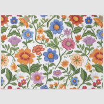 Vintage Florals Knitting Botanical Pattern Pastel 