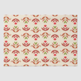 Papel De Seda Vintage Folk Art Floral Impressão Cozy Rustic Autu