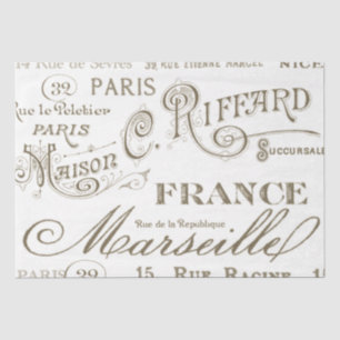 Papel De Seda Vintage French City Names Paris