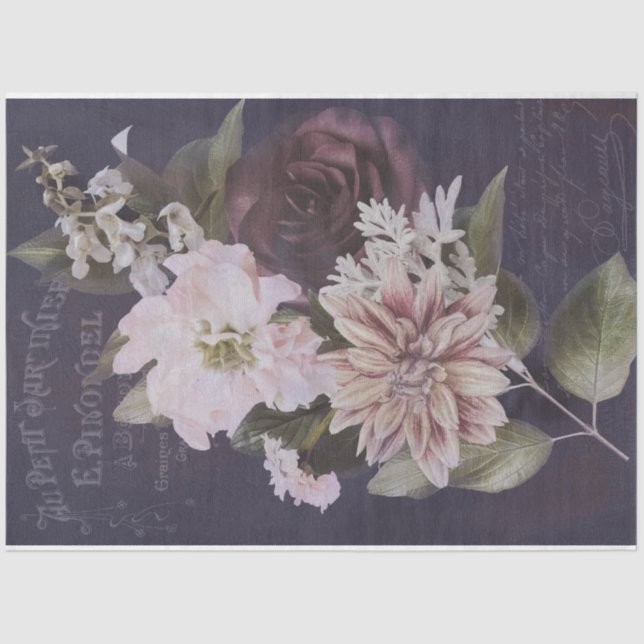 Papel De Seda Vintage French Ephemera Script Rosa (Frente )