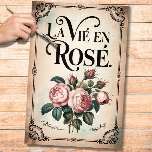 Papel De Seda Vintage French La Vie En Rosa 1 Decoupage Paper