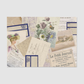 Papel De Seda Vintage French Postcard Beach Floral Collage