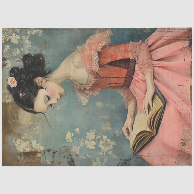 Papel De Seda Vintage Girl maravilhosamente esquisita (Frente )