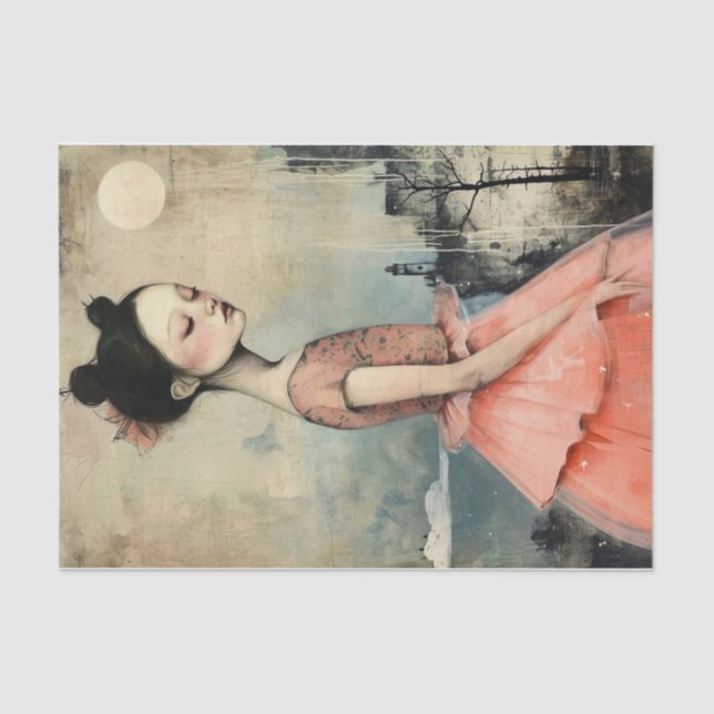 Papel De Seda Vintage Girl maravilhosamente esquisita (Frente )