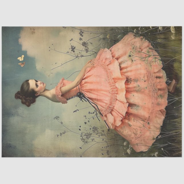 Papel De Seda Vintage Girl maravilhosamente esquisita (Frente )