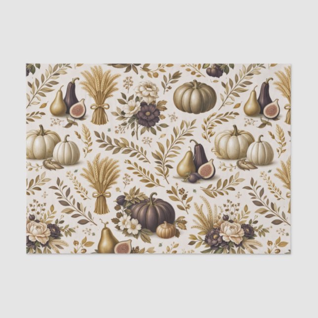 Papel De Seda Vintage Gold Figs Elegant Thanksgiving (Frente )