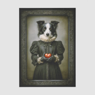 Papel De Seda Vintage Gothic Collie Dog Red Heart ET8 Decoupage