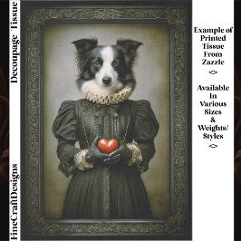 Papel De Seda Vintage Gothic Collie Dog Red Heart ET8 Decoupage 