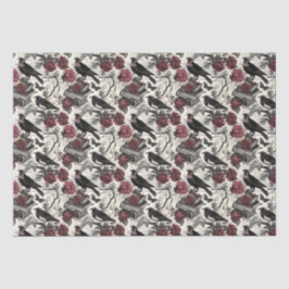 Papel De Seda Vintage Gothic Ravens, Rosas e Livros