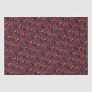Papel De Seda Vintage Gótica Ravens e Rosa Vermelho Escuro