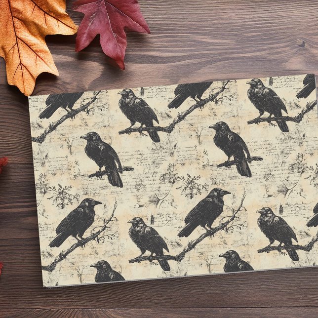 Papel De Seda Vintage Gótico Decoupage Crow Raven (Criador carregado)