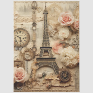 Papel De Seda Vintage Grande Inspirada Torre Floral Eiffel