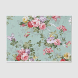 Papel De Seda Vintage Green Floral Design