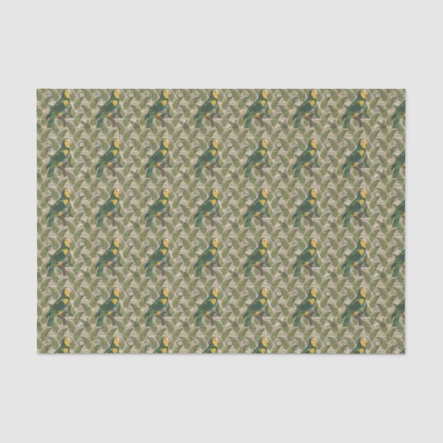Papel De Seda Vintage Green Parrot Tropical (Frente )