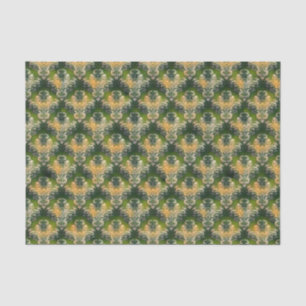 Papel De Seda Vintage Green - Rua do padrão floral branco Patri
