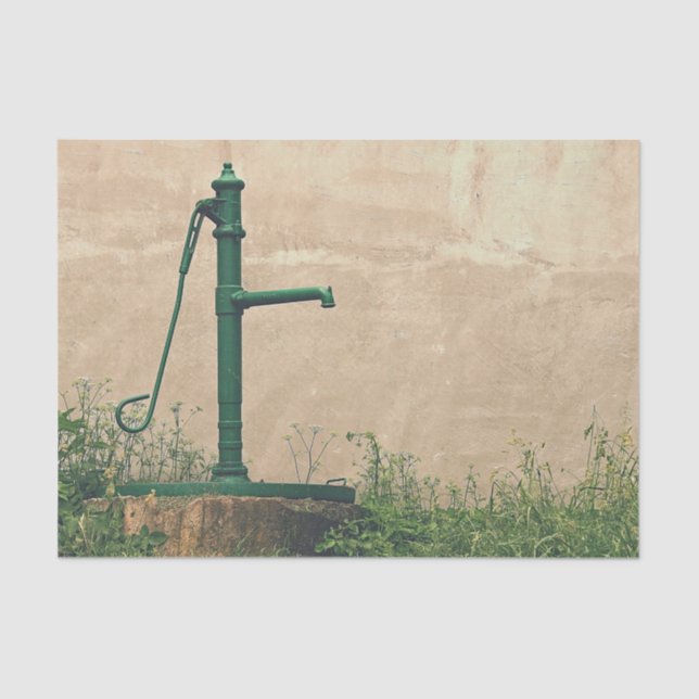 Papel De Seda Vintage Green Water Pump Photo (Frente )