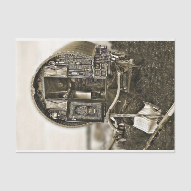 Papel De Seda Vintage Gypsy Wagon (Frente )