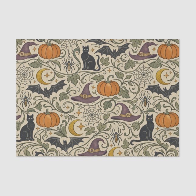 Papel De Seda Vintage Halloween Scrollwork (Frente )