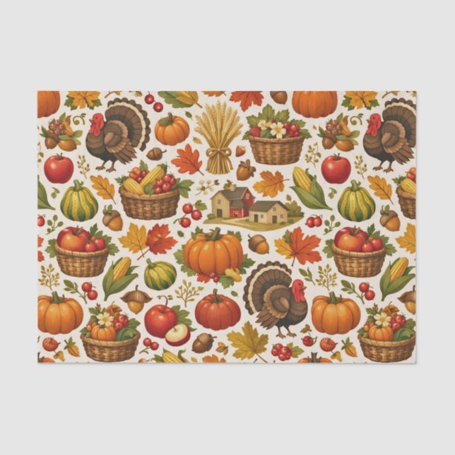 Papel De Seda Vintage Harvest Farmhouse Thanksgiving (Frente )