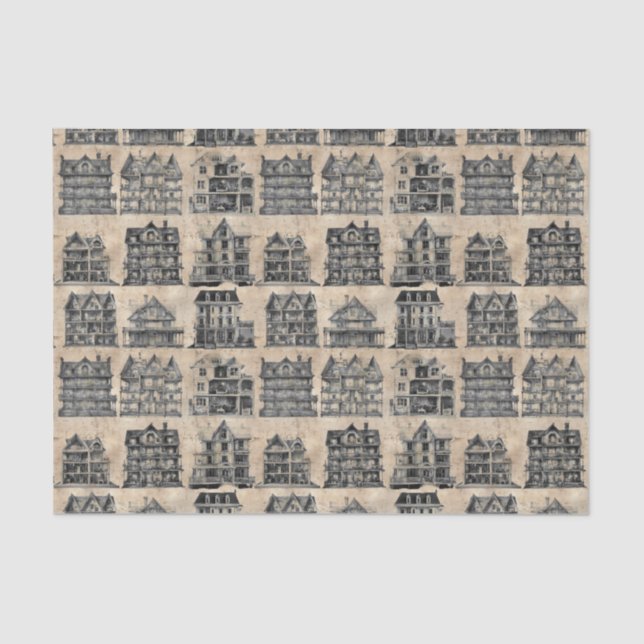 Papel De Seda Vintage Haunted Dollhouse Gothic (Frente )