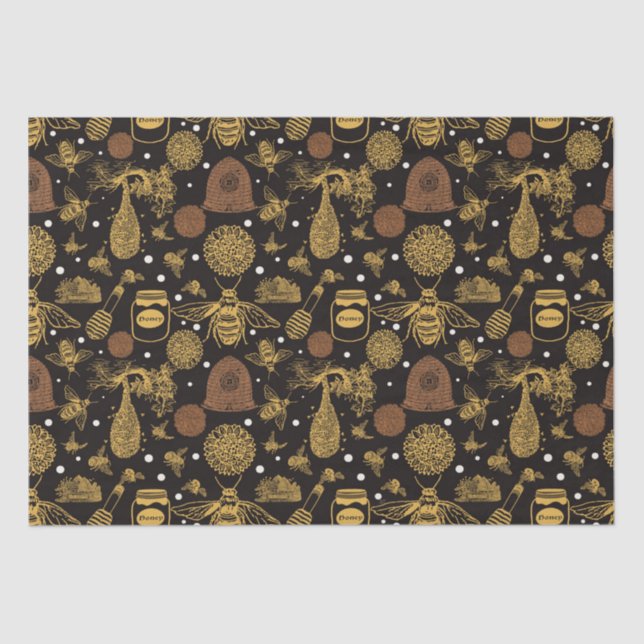 Papel De Seda Vintage Honey Bumblebee Black (Frente )