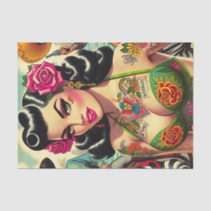 Papel De Seda Vintage Hot Tattoo Girl